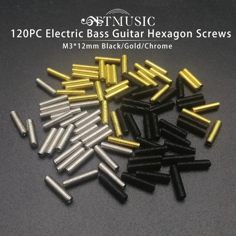 120Pcs M3 Electric Bass Guitar Bridge Saddles Hexagon Screws for Tremolo Bridge or Electric Bass Bridge M3*12mm