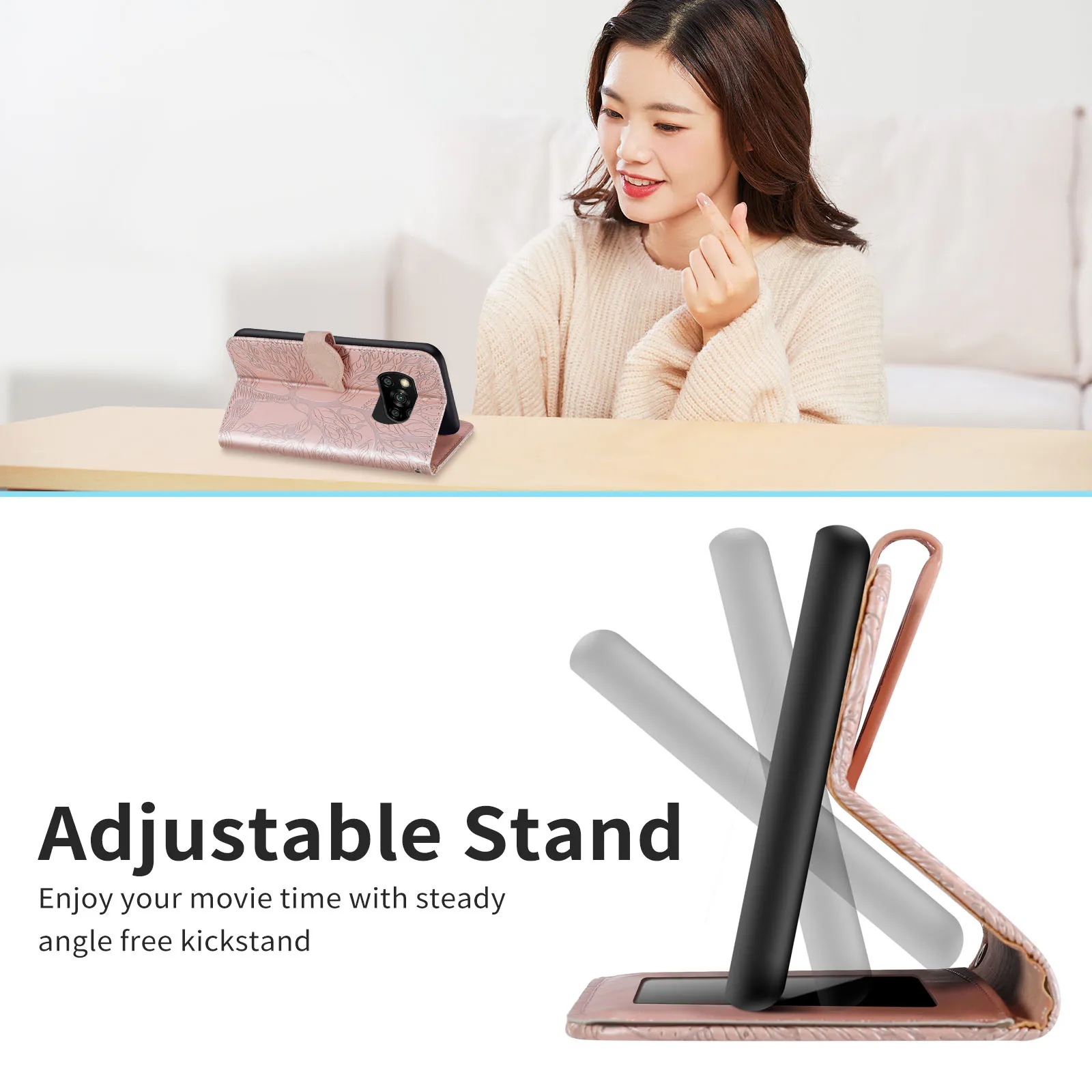 For Xiaomi Poco X3 case, Tree of Life leather case with card slot, clamshell leather case