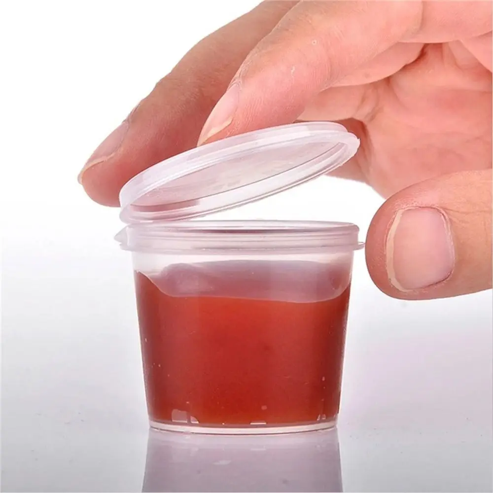 50pcs Sealed and Leak-proof Disposable Sauce Cup Reusable with Hinged Lids Portable Sauce Box Sauce Cup Containers