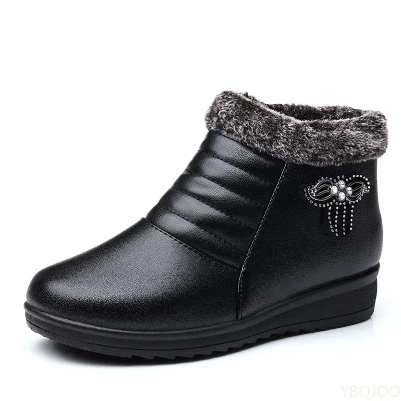 2026 Große Größe Neuer Winterstil mit Plüsch-Baumwollschuhen für Mittelalte und Ältere Menschen Rutschfeste Bequeme Weichsohlige Stiefel – Detail 5