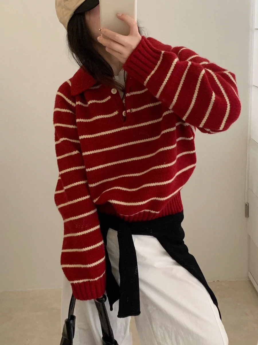 เสื้อกันหนาวผู้หญิงแบบมีฮู้ด ลายทาง ติดกระดุม ดีไซน์เกาหลี ให้ความอบอุ่น สไตล์น่ารัก ทันสมัย ช่วยให้ดูอ่อนวัย