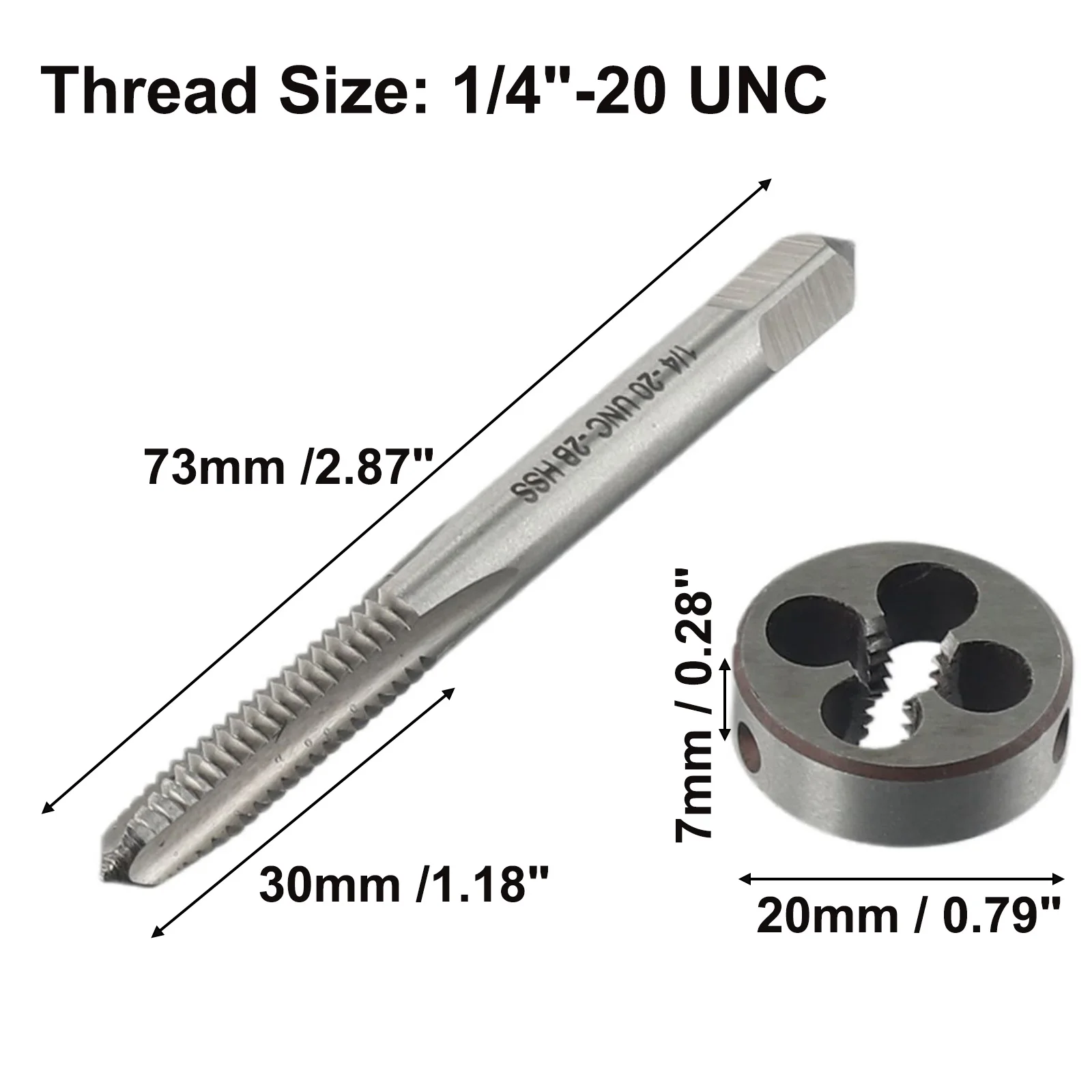 Alta qualidade agradável portátil prático torneira morrer máquina r1/4 rosca direita 1/4 \\\\\ "-20unc 1pc aço de alta velocidade