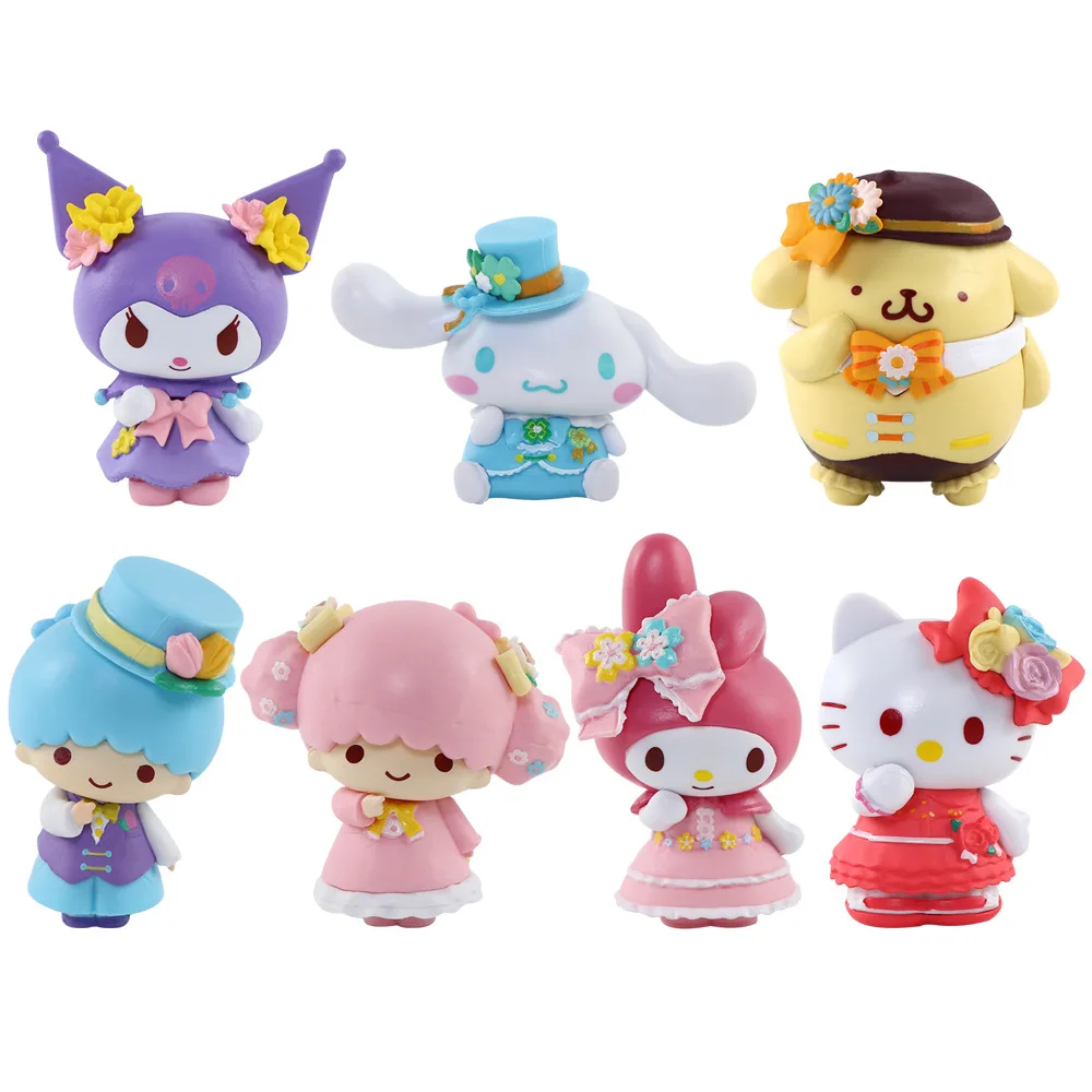 

Sanrio Flowering Season Series слепая коробка игрушка Kuromi Cinnamoroll маленькие фигурки со звездами аниме автомобиль настольные украшения в виде подарков
