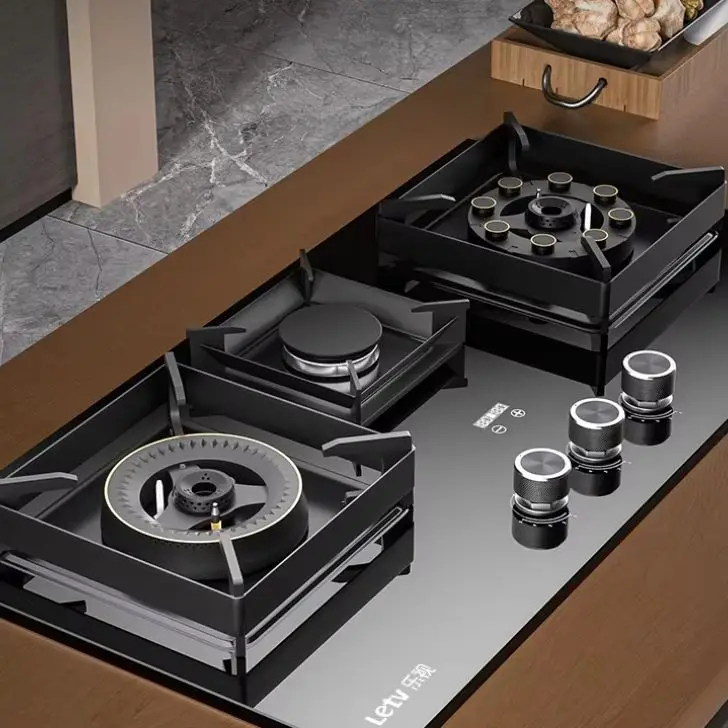Household three-burner gas stove gas stove embedded natural gas multi-burner liquefied fierce fire three-burner stove