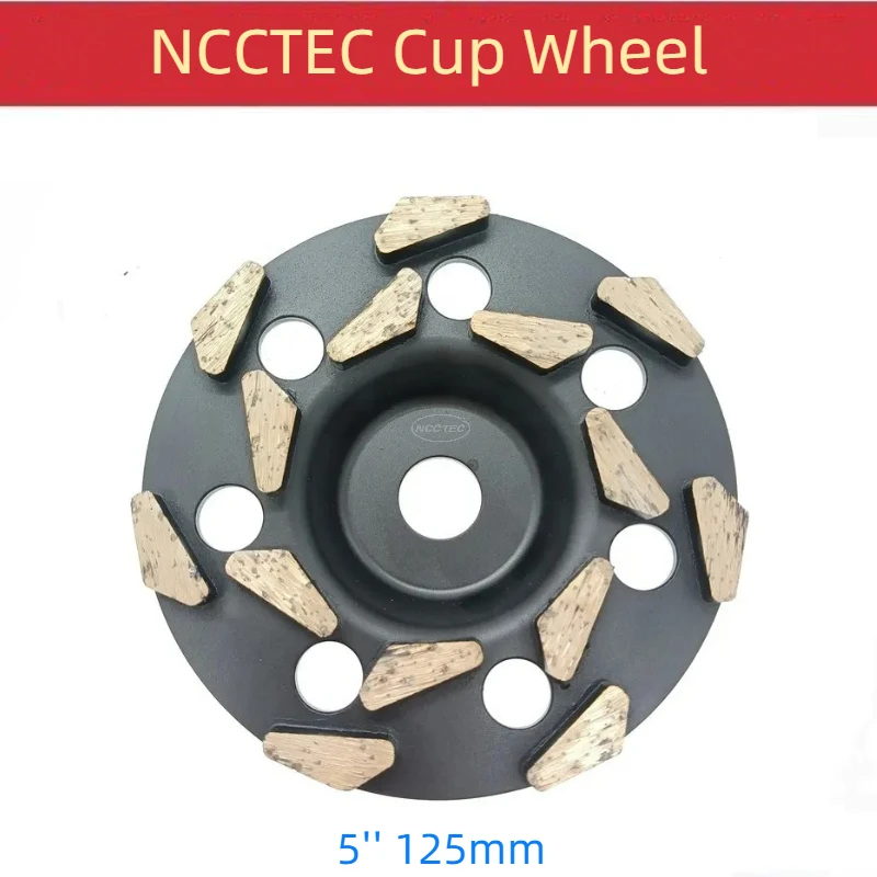 

[14 Triangle Segments] 5'' Diamond Grinding Cup Wheel | 125mm Granite Concrete Polishing Discs Disks Plates M14 5/8"-11