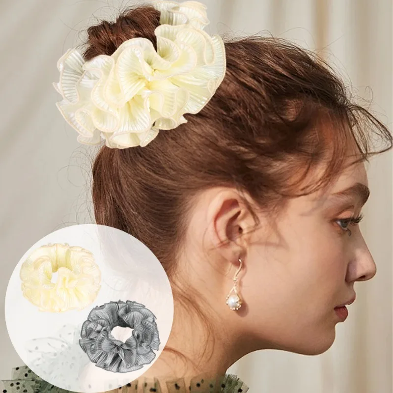 

1PCS Ruffled Organza Scrunchies Women Adorable Trendy Gentle Accessory Stylish Hair Ties Girls Headwear Daily & Bun Hairstyles
