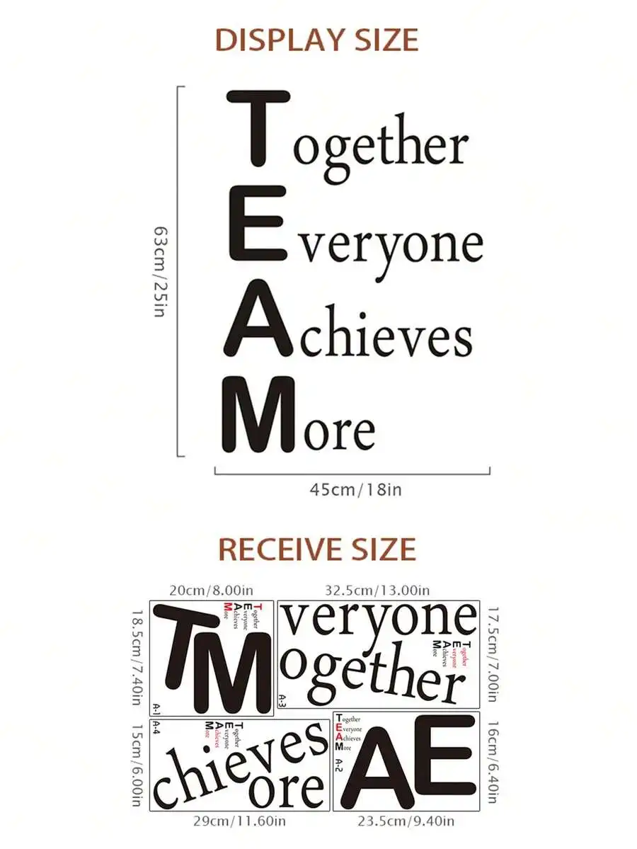 Inspirational Office And Classroom Wall Decal – Together Everyone Achieves More Motivational Quote Sticker 45x63cm