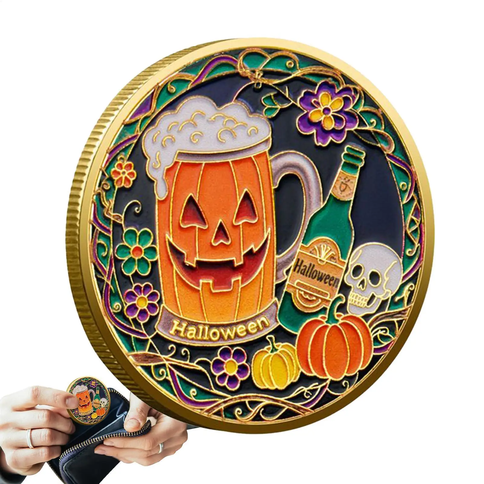 Halloween Commemorative Coin Pirate Ship Metal Halloween Coin Keepsake Art Display For Men Enthusiasts Collectors Study Rooms