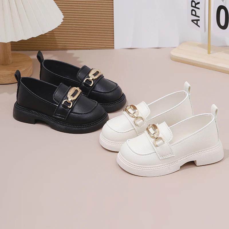 

Girls' Princess Flats Soft Bottom Black Shoes Children's Spring Summer New Style Casual Loafers Comfortable Kids Footwear