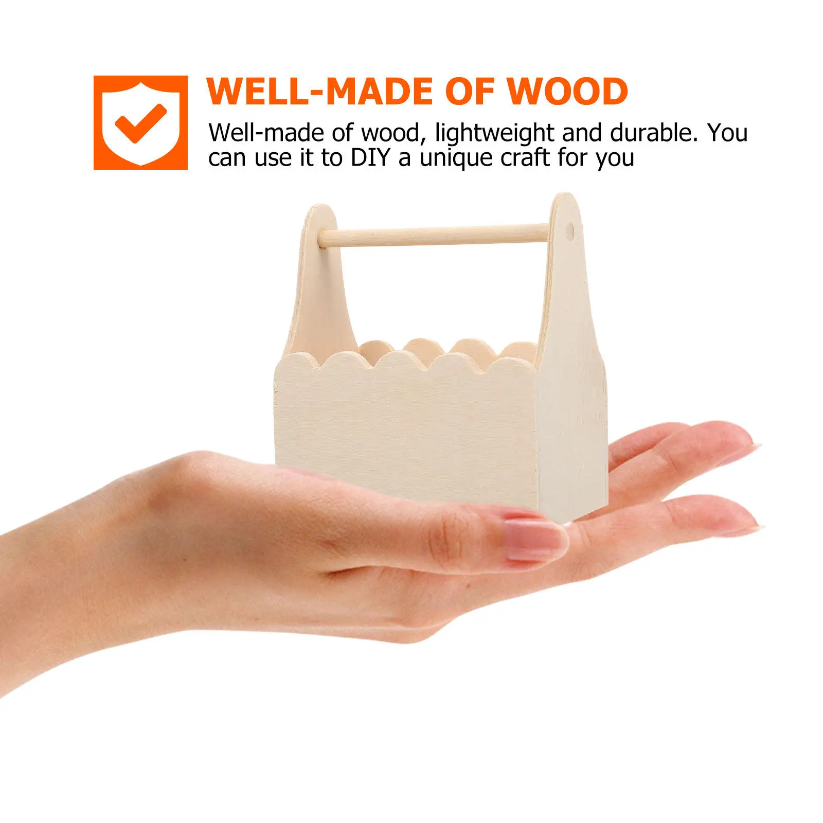 3Pcs Wooden Hand Basket DIY Unfinished Blank Painting Craft Creative Kids Handmade Decor Graffiti Hand Basket DIY Supplies
