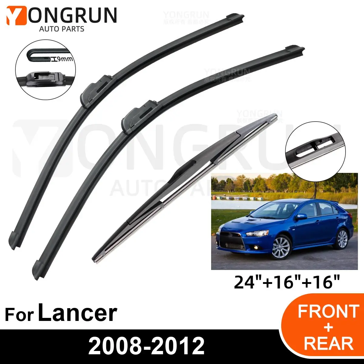 

3 шт., резиновые щетки стеклоочистителя для Mitsubishi Lancer Hatchback Sportback 2008-2012