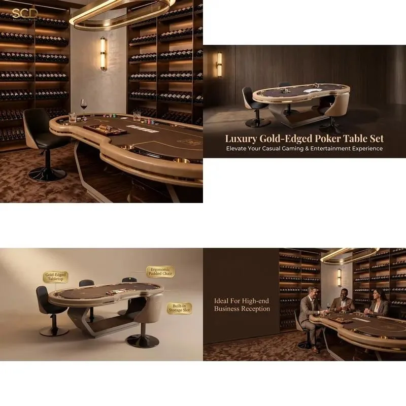Luxury Custom Poker Table Set Solid Wood Entertainment Room Furniture Family Game Room Private Club Casual Game Decoration