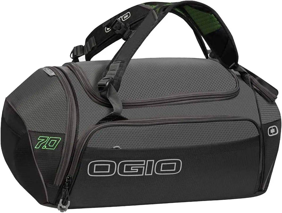

Duffel Bag with Tech Vault, Helmet Storage, and Shoe Compartment for Travel and Gym