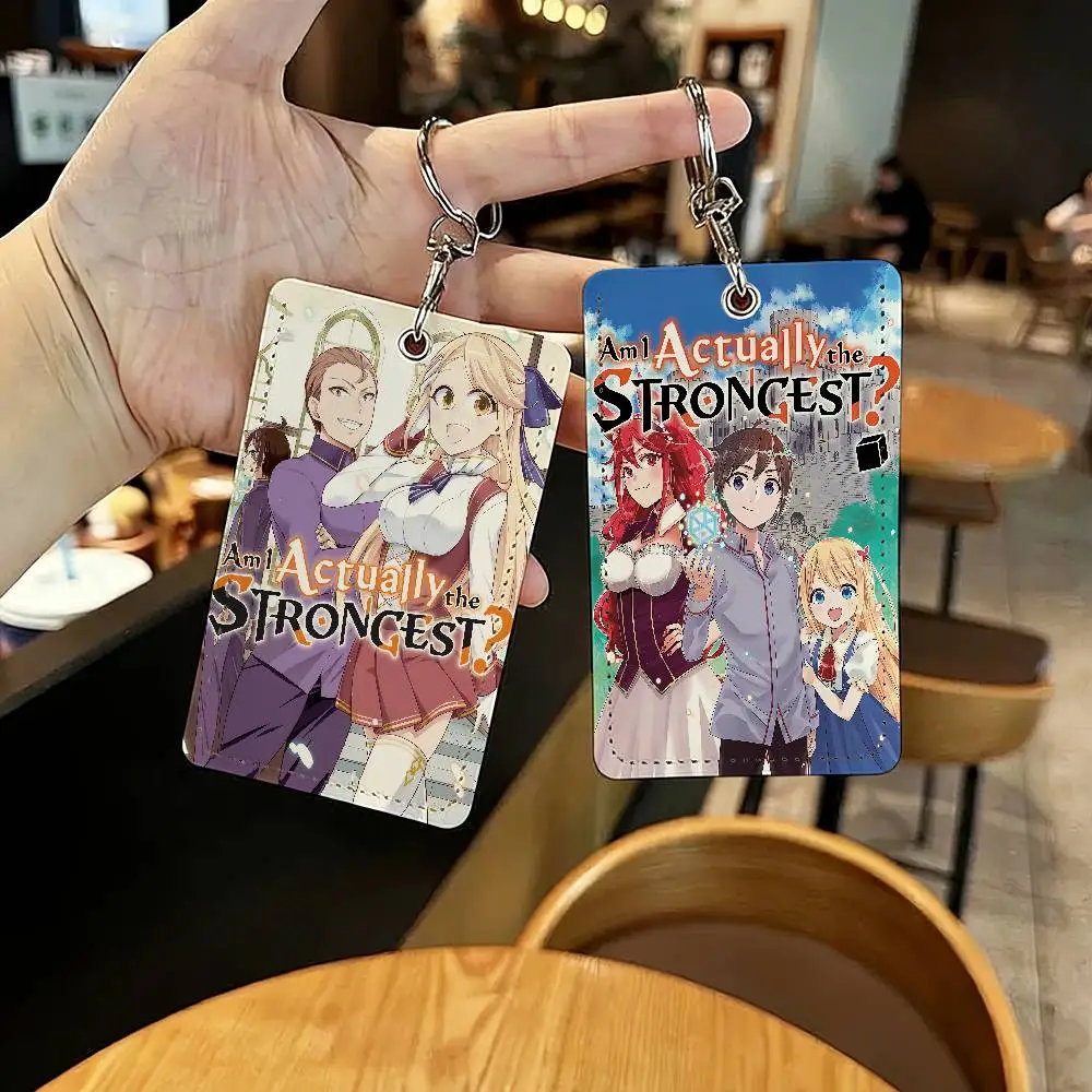 

Anime Am I Actually the Strongest Card Holders Anti-lost Student ID Card Protective Cover Cases Campus Access Cards Key Chain