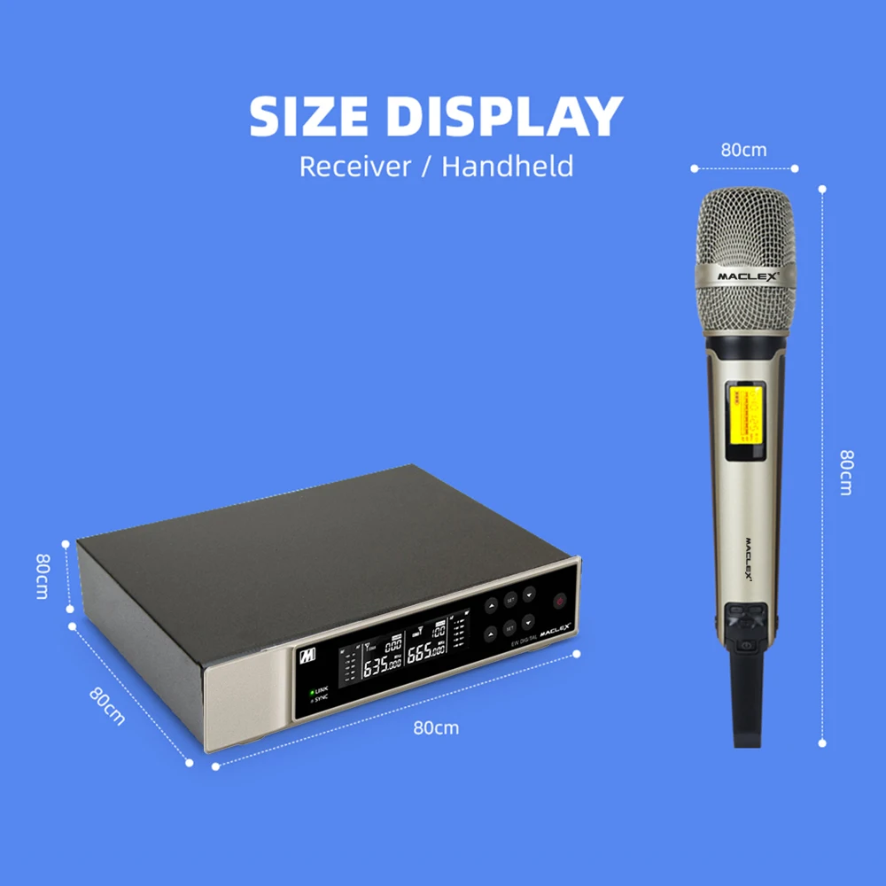 Maclex EW9000 UHF Long Distance Dual Channel Dual Handheld Professionelles drahtloses Mikrofonsystem Bühnenauftritt Dynamisch