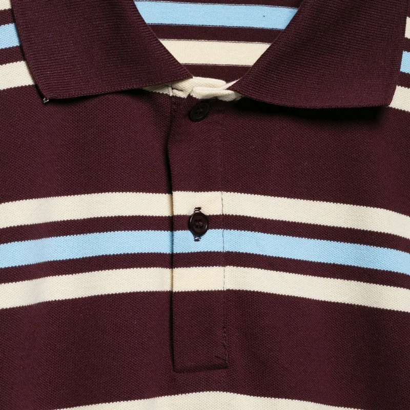 Frauen Vintage Gestreifte Bluse mit POLO Kragen Lange Ärmel Adrette Retro Casual Weibliche Pullover High Street Bluse