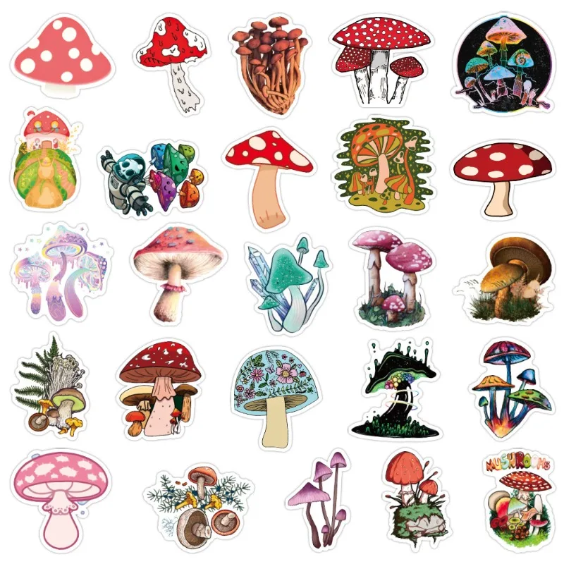 50 Stück Cartoon personalisierte Pilz kreative Graffiti Dekoration Aufkleber