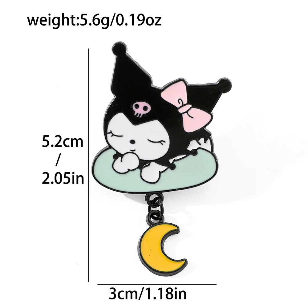 5 Pcs Creative Halloween Sanrio Brooch Cartoon Kuromi Enamel Pin Metal Badge Jewelry Backpack Clothing Accessories Festive Gift