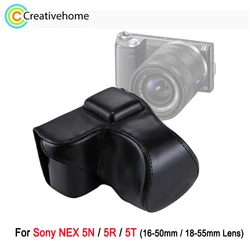 PU Leather Bag with Strap For Sony NEX 5N / 5R / 5T Camera (16-50mm / 18-55mm Lens) Full Body Cover Case