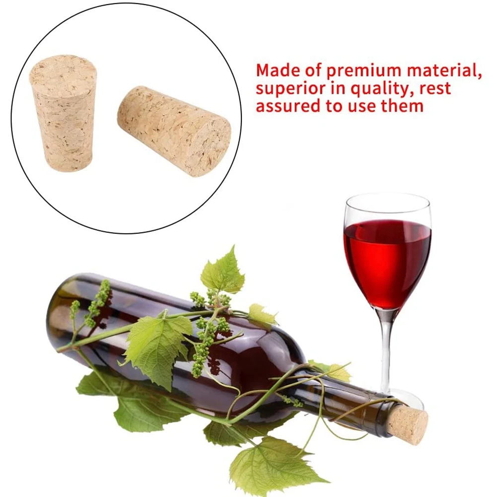 Wood Bottle Stopper Soft Wood Corks Tapered Cork Wooden Beer Bottle Stopper for Wine Making Craft for Wine Bottle 30Pcs