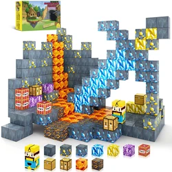 72pcs Magnetic Blocks-Build Mine Magnet World Edition Sword Caverns Magnet Toddler Toy for Children Age 3+, Montessori kids Toys