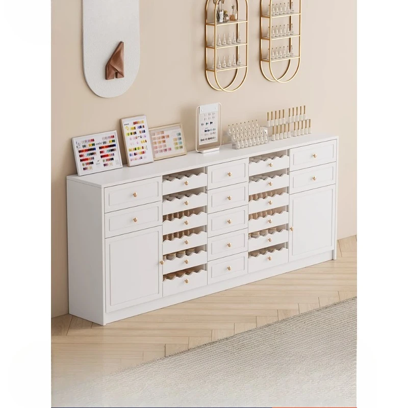 

Nail salon cabinet display cabinet Floor-to-ceiling nail polish storage cabinet Beauty salon nail polish glue color plate storag