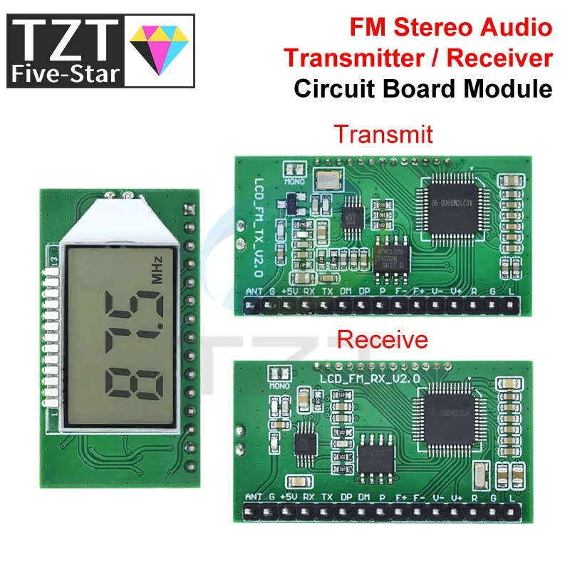 87-108MHZ Digital FM Receiver Module Radio Transmitter Wireless Microphone Stereo Board Digital Noise Reduction LCD Display