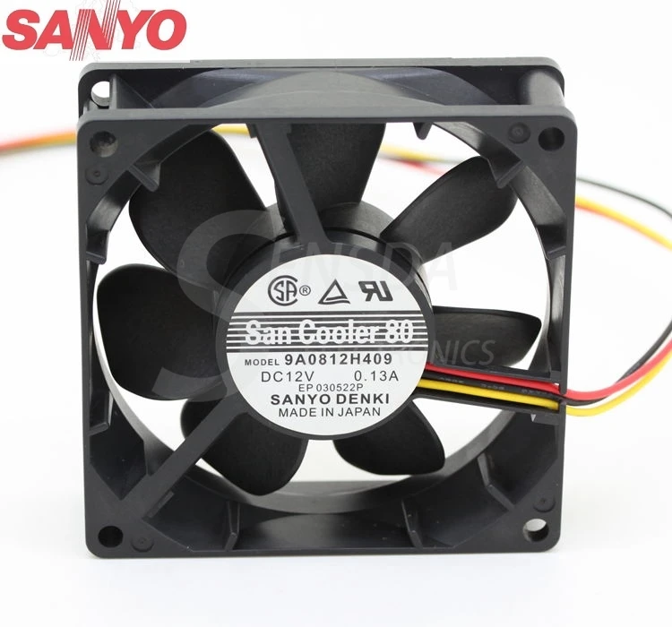 

For Sanyo 9A0812H409 12V 0.13A 8cm 80mm 8025 server inverter industrial axial cooling fans blower