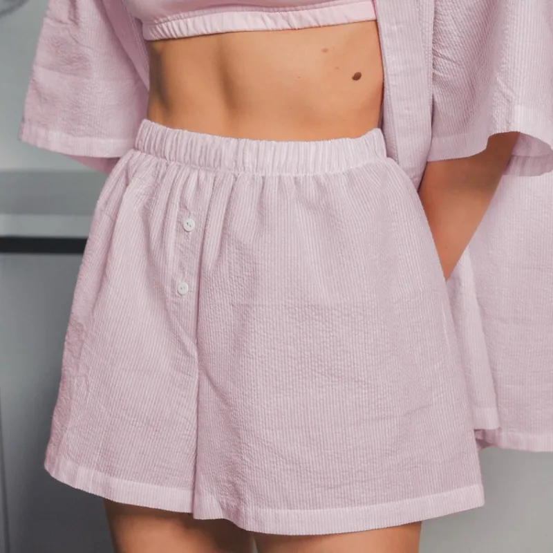 ทูร์โรสกางเกงขาสั้นลายทาง 2 ชิ้นแฟชั่นเสื้อคาร์ดิแกนลำลองกางเกงขาสั้นชุดเดินทางวันหยุดใหม่สตรีทแวร์ผู้หญิงกางเกงขาสั้นชุด