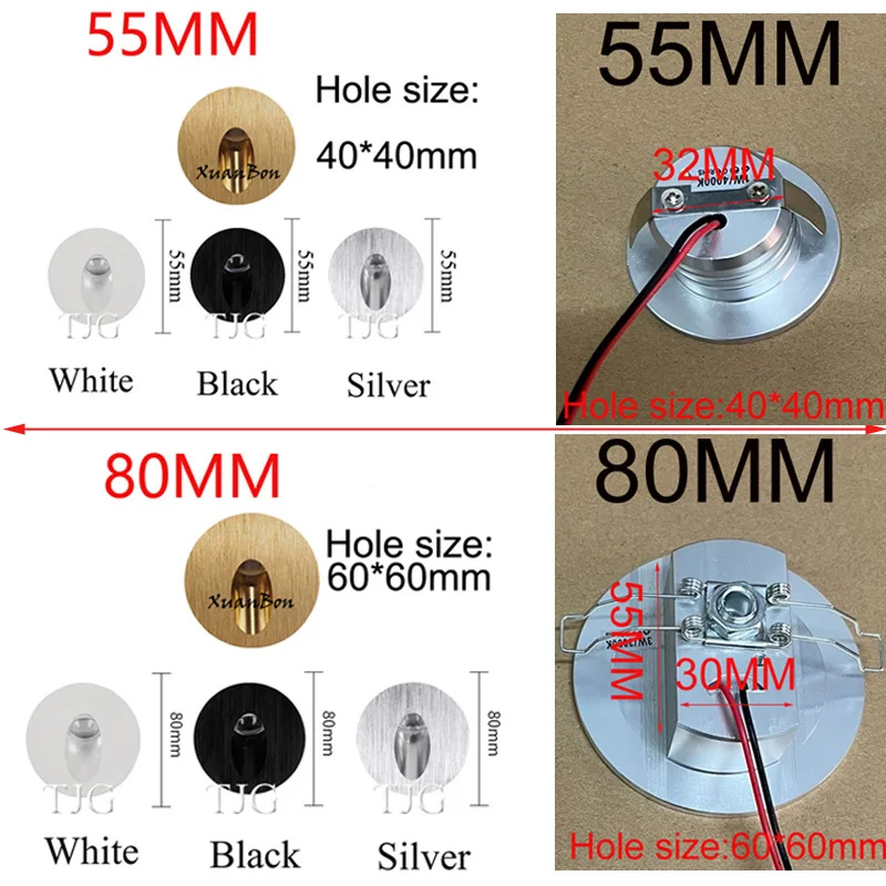 Lámpara Led empotrada de pared para escalera, luz de paso Interior, 1W, 3W, luces nocturnas de aluminio para baño, CA 110V/220V, cc 12V