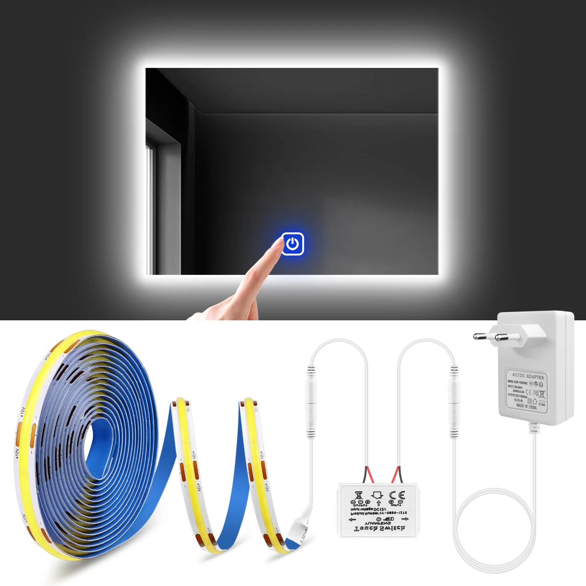 

LED Makeup Mirror Light Led Lights for Room Bathroom Decor Touch Sensor Dimmable 12V COB Led Strip Lights Vanity Background Lamp