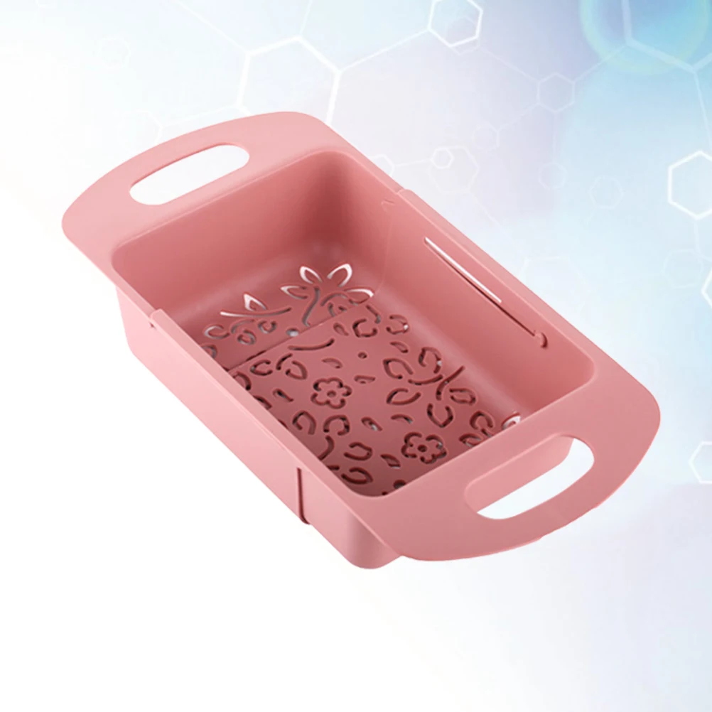 

Kitchen Draining Basket Sink Colander Strainer Foldable Fruit Vegetable Washer Drying Rack Nordic Pink Household Tool