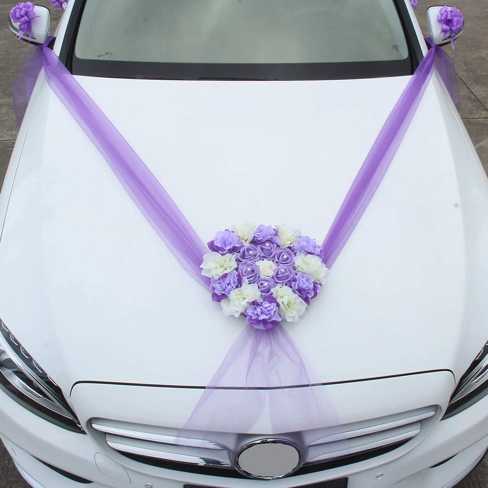 6Pcs Artificial Flowers for Wedding Shaped Pull Flowers Purple Premium Material Wedding Scene Home Party