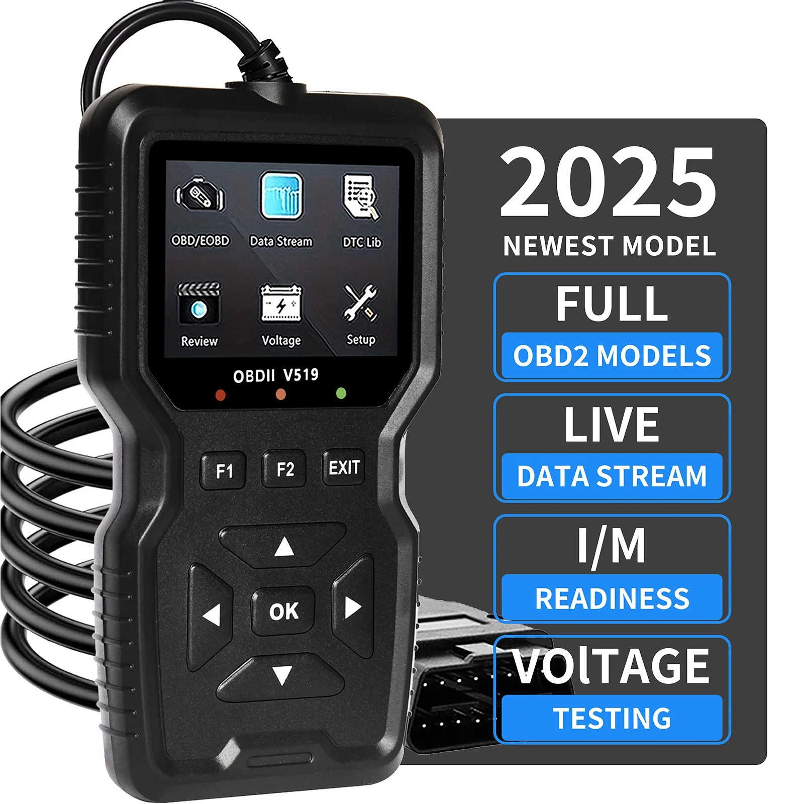 Professioneel OBD2-diagnosetool voor reparatie van zware voertuigen - Codelezer/Resetter, ondersteunt realtime gegevensstroom, geen batterij nodig, compatibel met voertuigen vanaf 1996 (OBDII/EOBD, - afbeelding 1