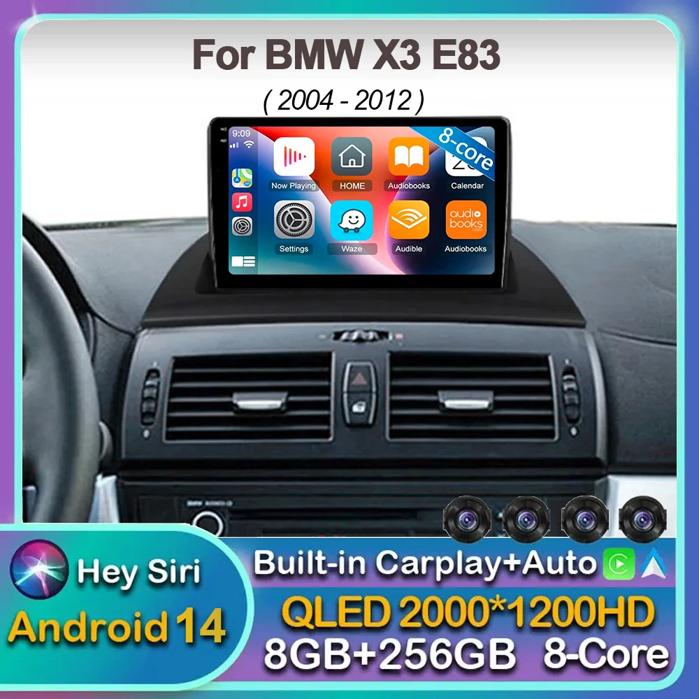 

Автомагнитола Carplay 2DIN на Android 14 с поддержкой Wi-Fi и 4G для BMW X3, E83, 2004 - 2012