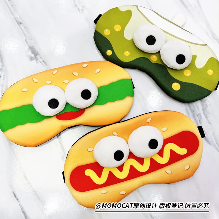 Funny Hamburger Sleep Mask Cute Soft Eye Cover Travel Rest Eye Band Kids Eyeshade Patch Blindfold For Women Girls Eye Mask