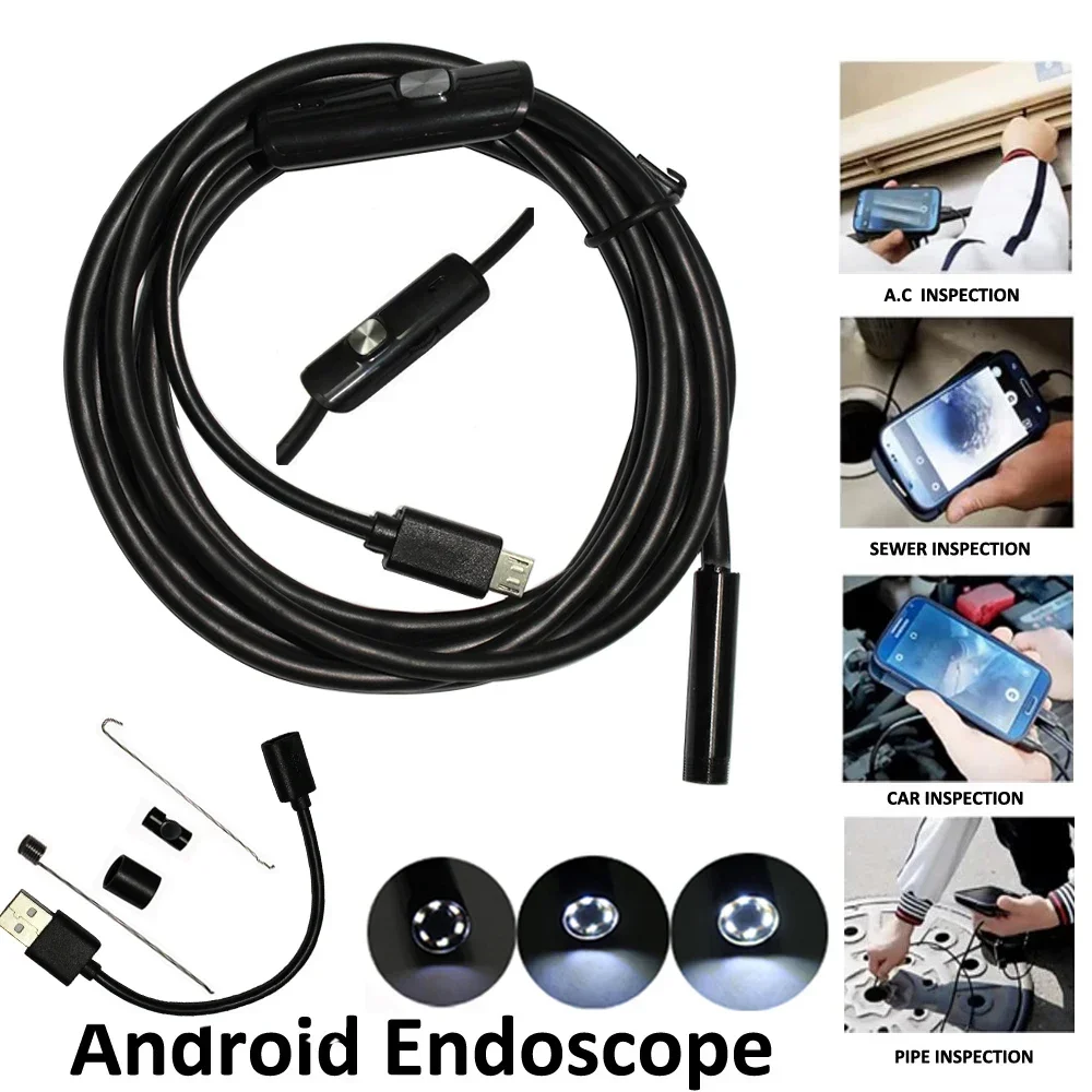 

Android Phone Inspection Camera 1M 2M 5M 3.5M 7mm lens Endoscope inspection Pipe IP67 Waterproof 480P HD micro USB Snake Camera