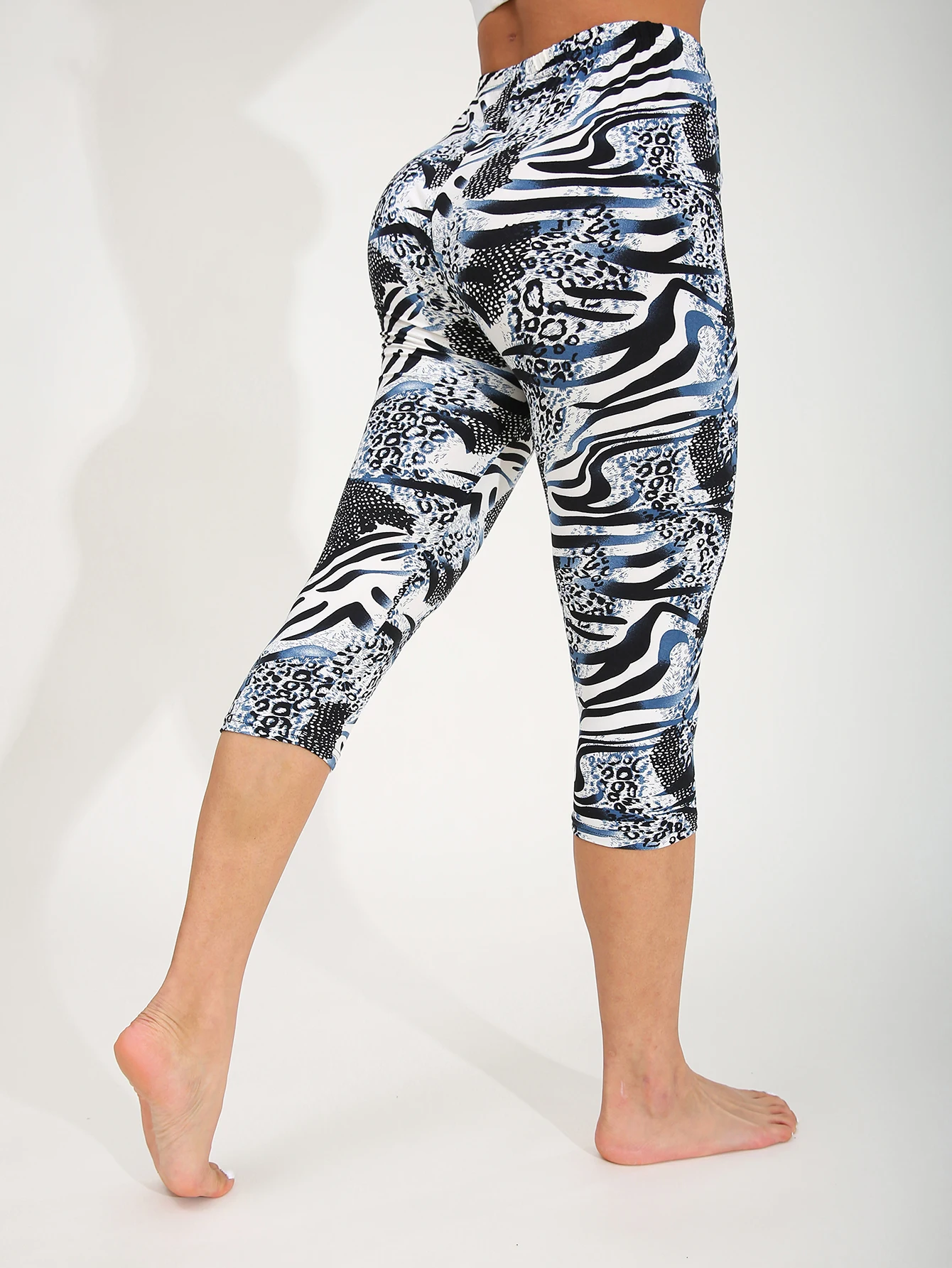 Primavera verão moda casual tinta leopardo impressão feminina alta estiramento legging esportes sexy calças de yoga sete parte magro lápis calças