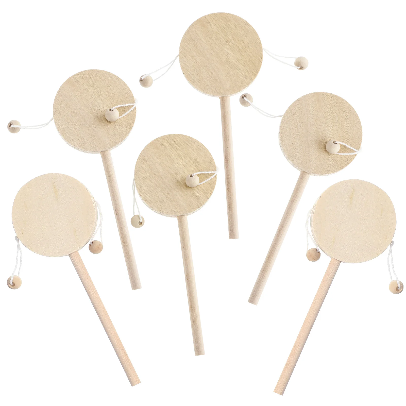 

1 Set of 6pcs DIY -drum Wooden Unfinished Painting Shaking Drum DIY drum wooden pellet drum