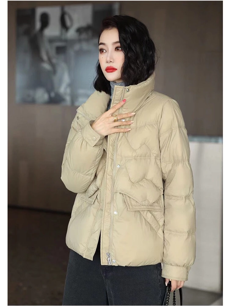 2023 Autumn Winter Women New Korean Solid Color Casual Small Figure Slim Fashion Warm Lightweight Thin Down Jackets Zipper Coat