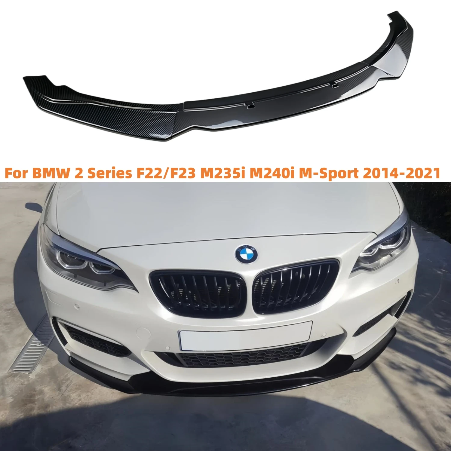 Gloss Black Car Front Bumper Splitter Lip For BMW 2 Series F22/F23 M235i M240i M-Sport 2014-2021 Bumper Cover Guard Protecter