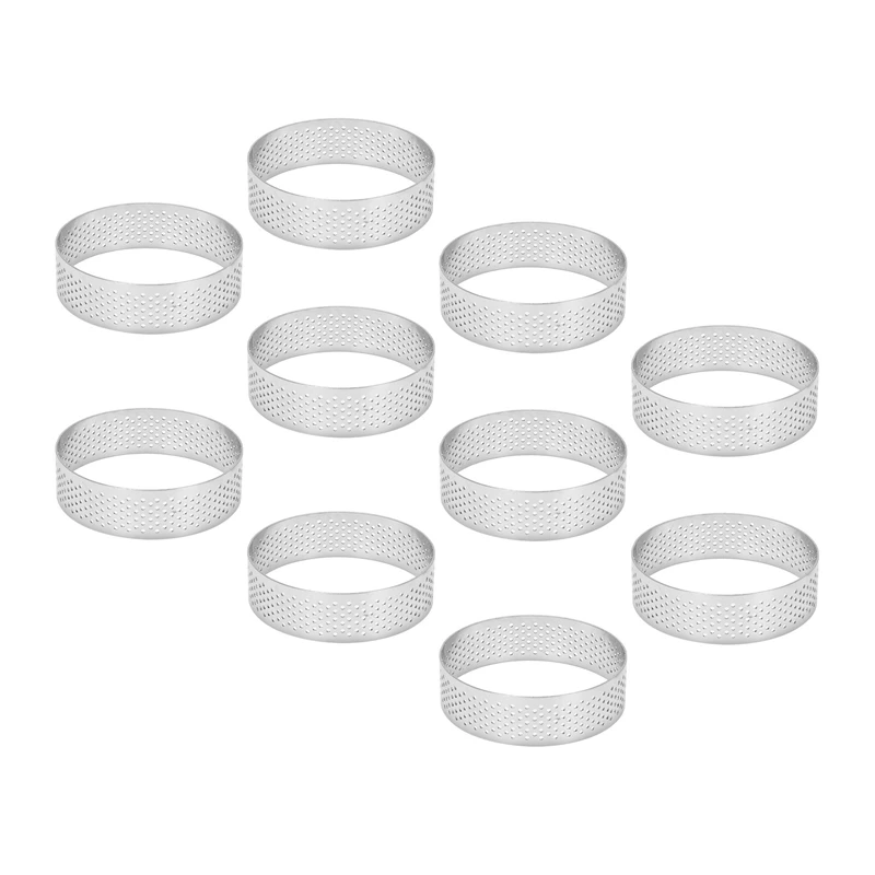 30Pcs Circular Tart Rings With Holes Stainless Steel Fruit Pie Quiches Cake Mousse Mold Kitchen Baking Mould 7Cm