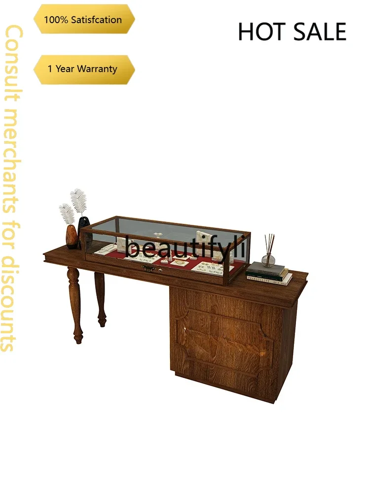 D5556 S1S American retro medieval jewelry cabinet jewelry display cabinet museum jade exhibition gla island cabinet