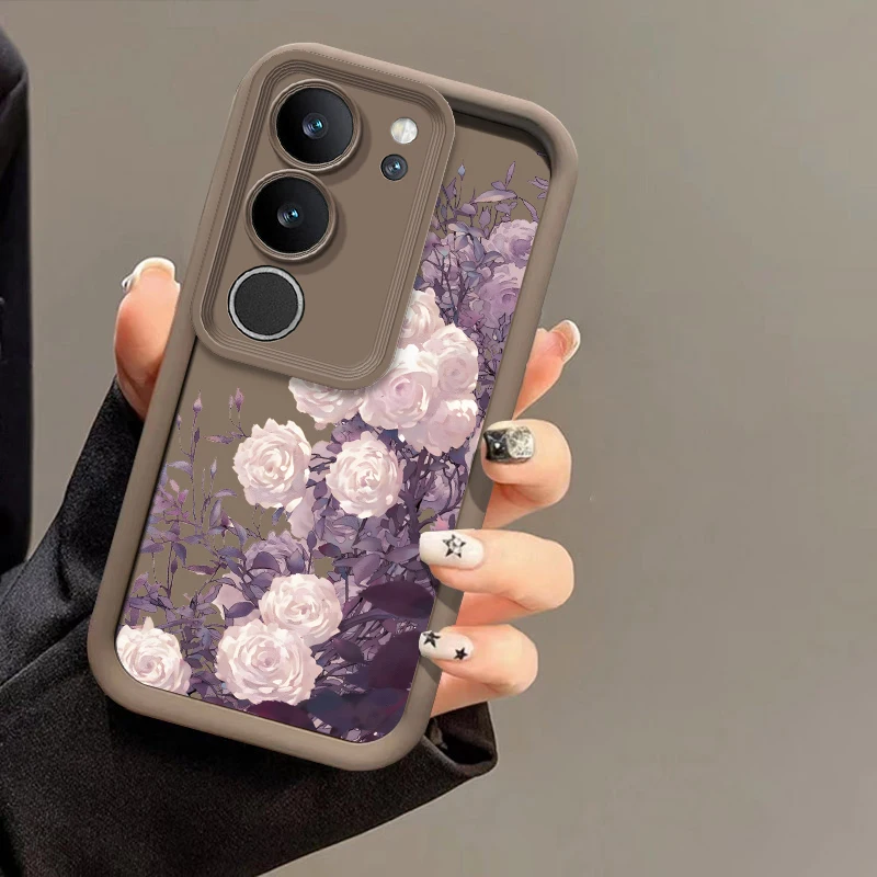 Bright Cute Flowers Pattern Case For Vivo S17 S16E S15 S12 S1 Pro Camera Lens Protection Shockproof Silicone Soft Phone Cover