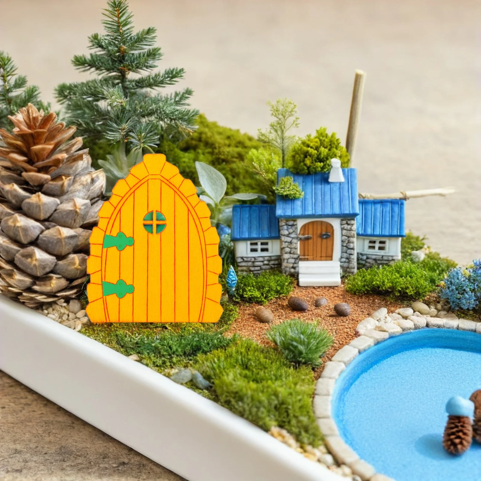 

40 Pcs Wooden Elf Door Decor Fairy for Trees Miniature Outdoor Beige Office