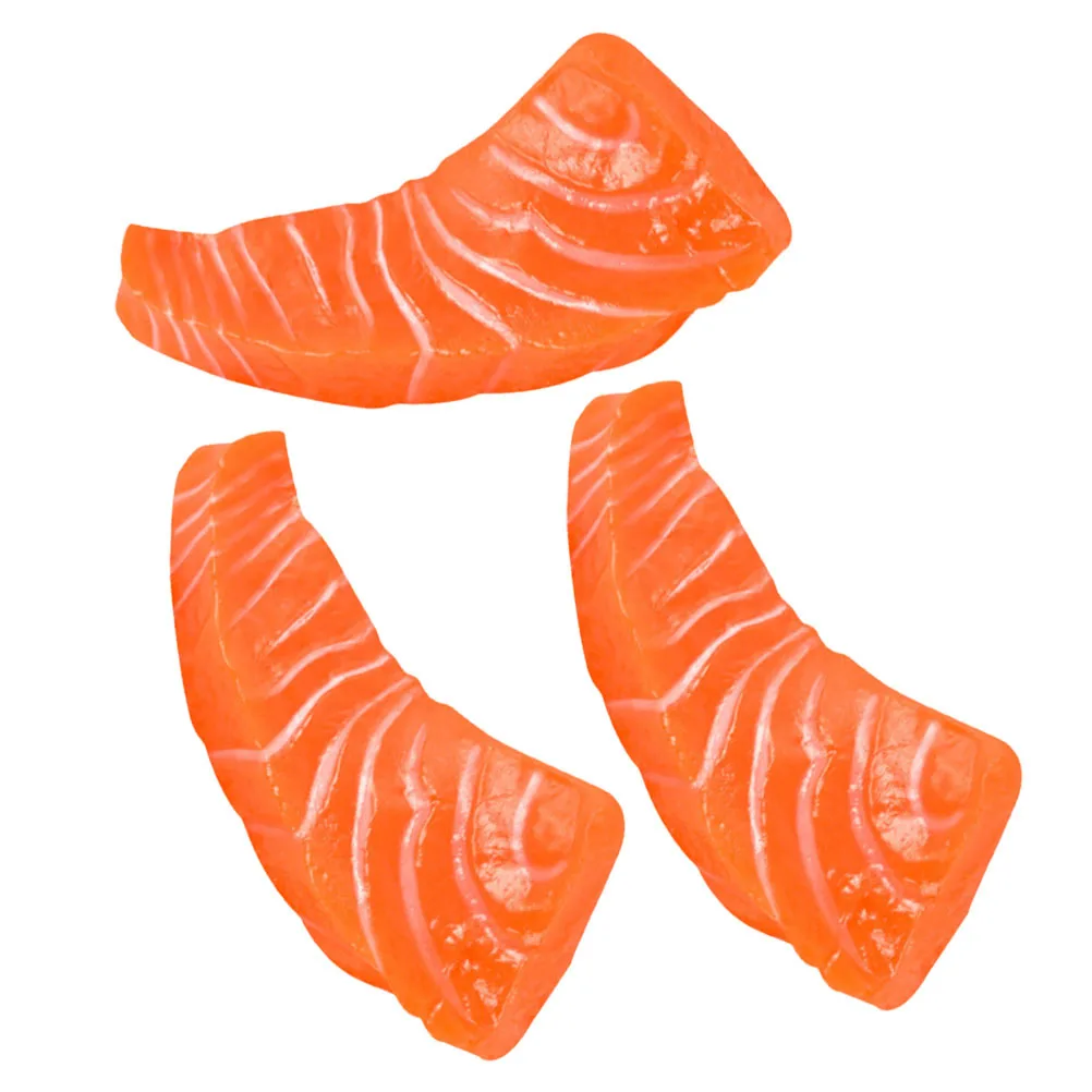 

3Pcs Artificial Simulated Salmon Slices Lifelike Display Photo Props Holiday Party Decoration Table Decor Salmon Slices Model