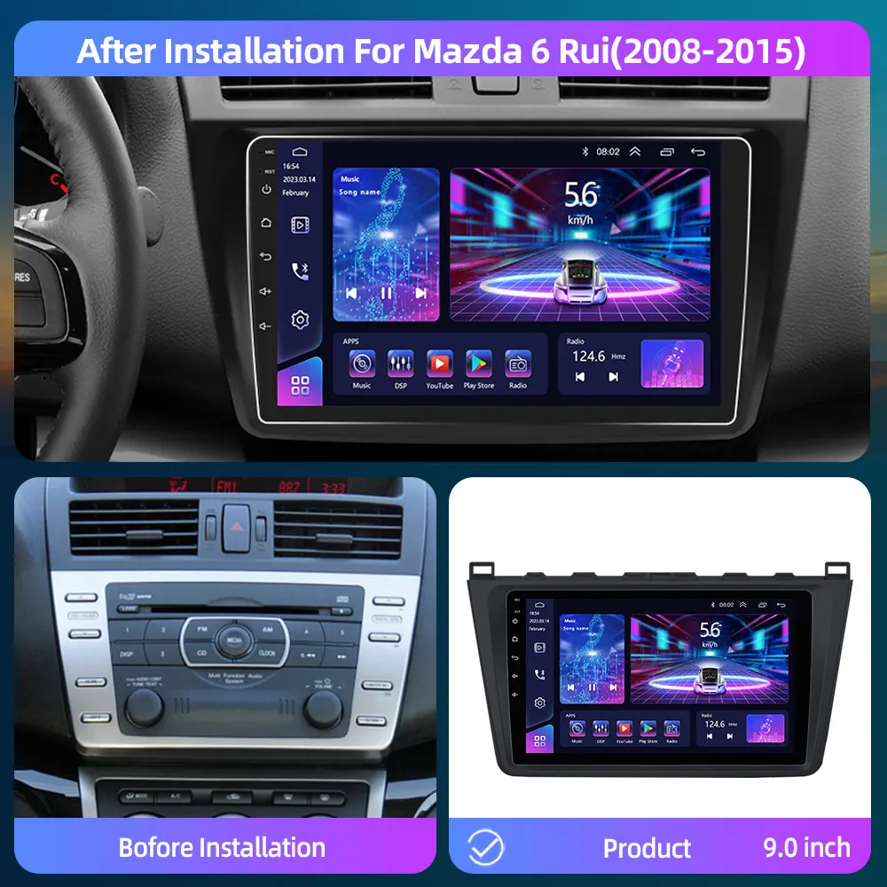 Jodofo 8 128GB 2 din Android 11Carplay GPS Car Radio for Mazda 6 Rui wing Mazda 6 GH 2008-2015 AutoRadio Multimedia Video Player