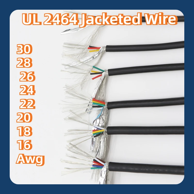 2/5/10m UL2464 Jacketed Wire Cable 30 28 26 24 22 20 18 16Awg Copper Signal Cable 2 3 4 5 6 7 8 9 10 Core Electronic Audio Cable