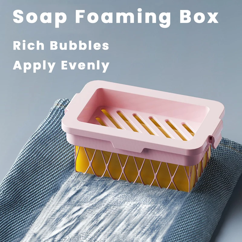 Multifunctional 2 in 1 Soap Bubble Box Colorful Highly Elastic Mesh Soap Holder for Household Bathroom Kitchen Soap Foaming， ZYF