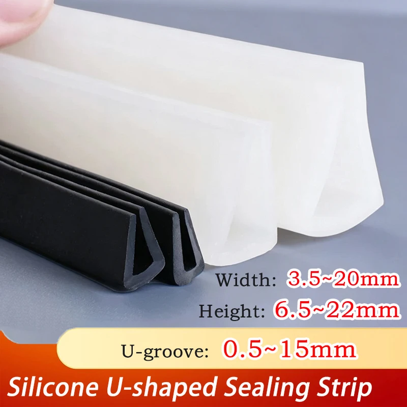 U‑groove:0.5~15mm White Silicone U-shaped sealing Strip Silicone Flat Bottom Edges Sealing Strip Protector Edge